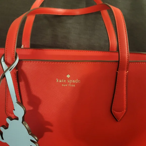 Kate Spade Marlee Red Tote with blue Crab bag charm NWT - Picture 7 of 11